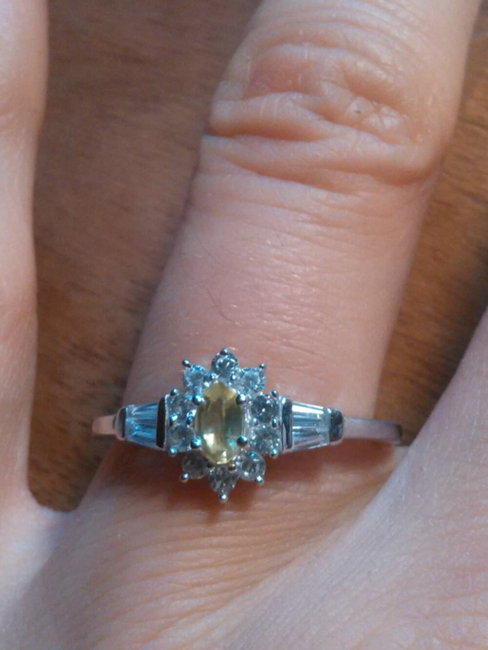 Sava Sphene With White Zircon Accent Sterling Silver Ring (Size 8)